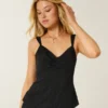 Top de chiffon com acabamento em renda