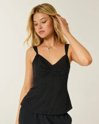 Top de chiffon com acabamento em renda