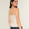 Top de chiffon com acabamento em renda