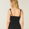 Top de chiffon com acabamento em renda