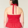 Top halter com costas abertas e pregas