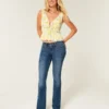 Top peplum com laço frontal em mistura de linho