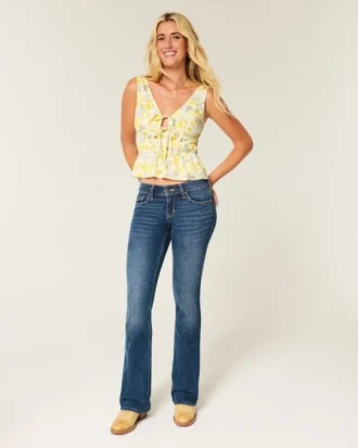 Top peplum com laço frontal em mistura de linho