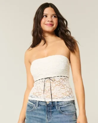 Top tubular com renda em toda a peça