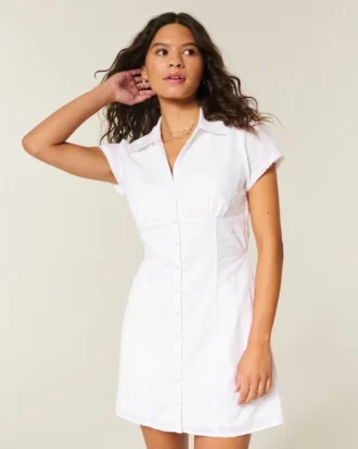 Vestido camisa de manga curta