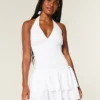 Vestido com saia-calça com smock duplo e alças