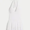 Vestido com saia-calça com smock duplo e alças