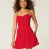 Vestido com saia-calça em mistura de linho com costas abertas