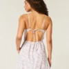 Vestido com saia-calça em mistura de linho com costas abertas