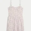 Vestido com saia-calça em mistura de linho com costas abertas