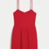 Vestido com saia-calça em mistura de linho com costas abertas