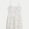 Vestido com saia-calça em mistura de linho com costas abertas