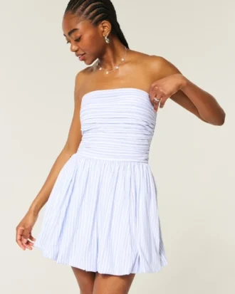 Vestido com saia-calça franzida