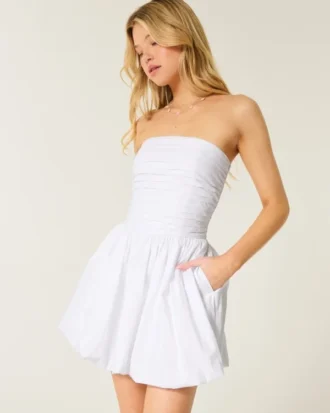 Vestido com saia-calça franzida