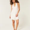 Vestido halter de crepe com costas abertas