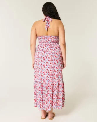 Vestido longo com decote halter