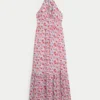Vestido longo com decote halter