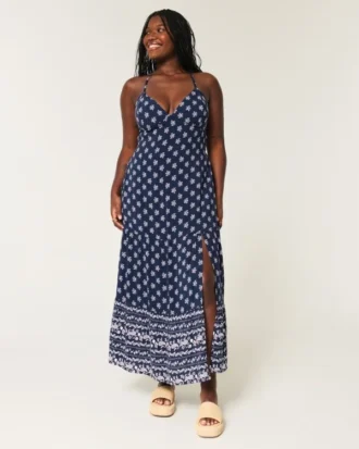 Vestido maxi com costas abertas