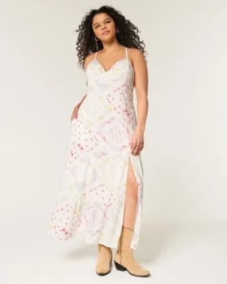 Vestido maxi com costas abertas