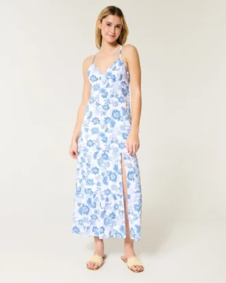 Vestido maxi com costas abertas