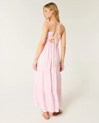 Vestido maxi com costas abertas