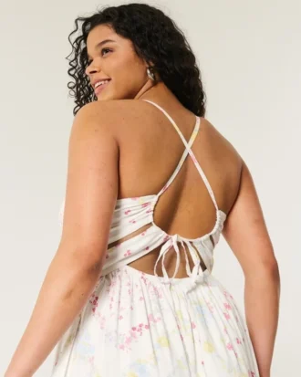Vestido maxi com costas abertas