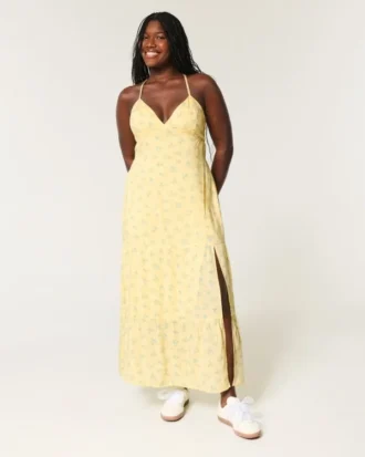 Vestido maxi com costas abertas