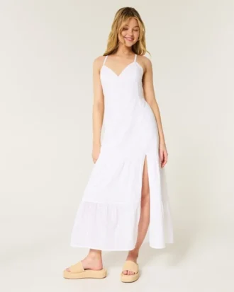 Vestido maxi com costas abertas
