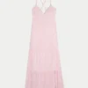 Vestido maxi com costas abertas