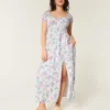 Vestido maxi de manga curta com costas abertas Vestido maxi de manga curta com costas abertas