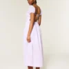 Vestido maxi de manga curta com costas abertas