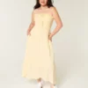 Vestido maxi sem alças com smock