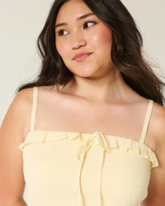 Vestido maxi sem alças com smock