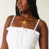 Vestido maxi sem alças com smock