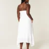 Vestido maxi sem alças com smock