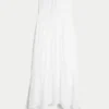 Vestido maxi sem alças com smock