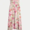 Vestido maxi sem alças com smock