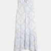 Vestido maxi sem alças com smock
