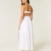 Vestido maxi sem alças com torção no busto