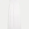 Vestido maxi sem alças com torção no busto