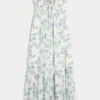 Vestido maxi sem alças com tranças