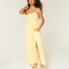 Vestido maxi sem alças com tranças