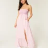 Vestido maxi sem alças estilo croché Vestido maxi sem alças estilo croché