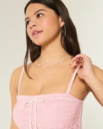 Vestido maxi sem alças estilo croché