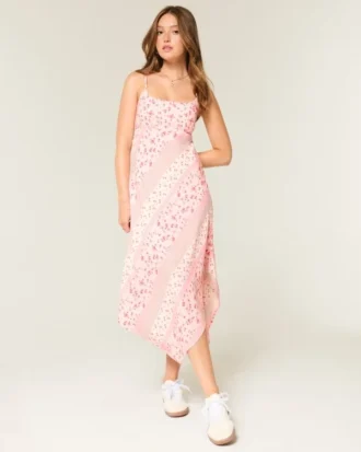 Vestido midi com bainha assimétrica