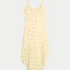 Vestido midi com bainha assimétrica