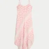 Vestido midi com bainha assimétrica