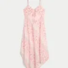 Vestido midi com bainha assimétrica