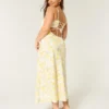 Vestido midi com costas abertas em mistura de linho
