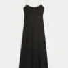 Vestido midi com costas abertas em mistura de linho